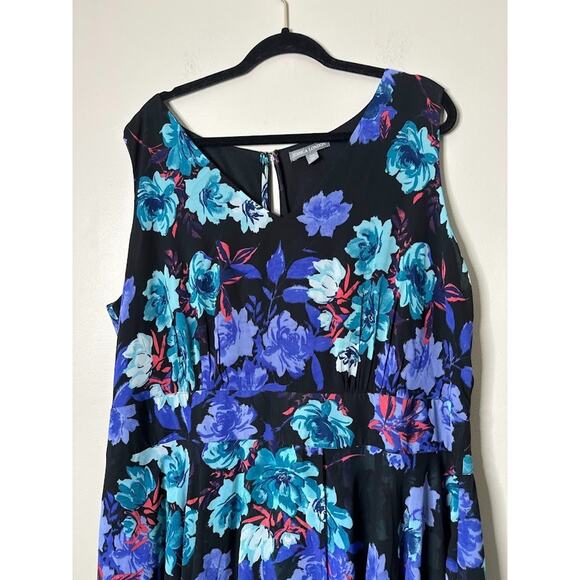 Jessica London Flyaway Maxi Dress Plus Size 22W Floral Sleeveless Flowy Chiffon - Picture 2 of 7